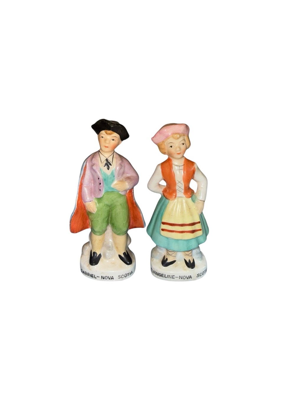 Vintage Gabriel and Evangeline salt and pepper shakers